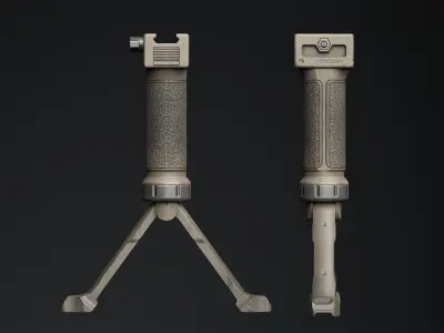 Tactical Hand Grip Bipod For Picatinny rail - Sand Skin Low-poly 3D model