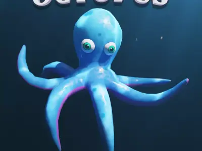 Stylized Low Poly Rigged Octopus Game Character Low-poly 3D model