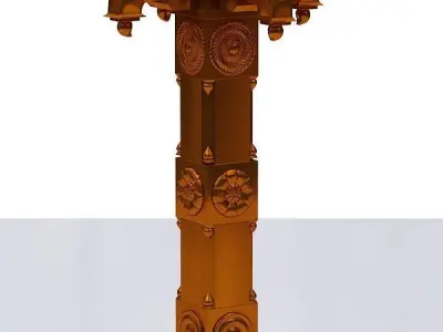 Hindu temple piller Low-poly 3D model