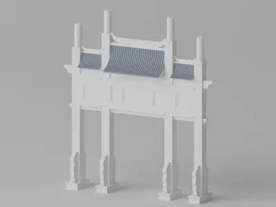 Cartoon Ancient Chinese Gate 3D model