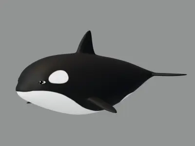Rigged Cartoon Killer Whale 3D model