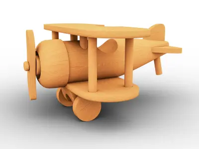 Wooden Old Airplane Toy 3D model