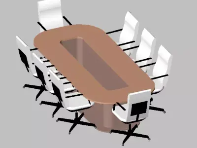 Modern Oval Conference Table with  Ergonomic Chairs 3D model