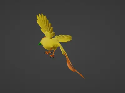 Low poly Yellow Bird Free low-poly 3D model