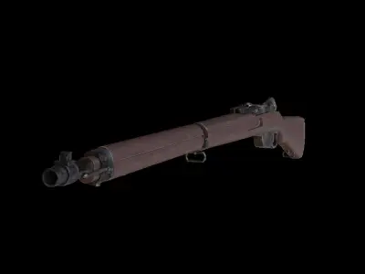 Mannlicher Rifle with square sight - Rigged 3D model