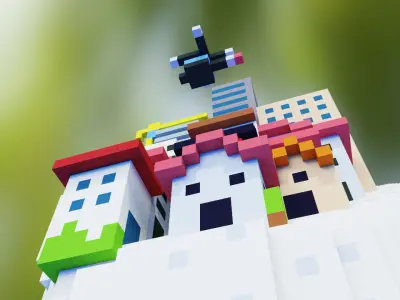 Voxel Log City 3D model