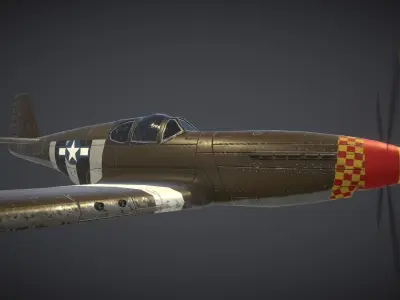 North American P-51 Mustang Low-poly 3D model