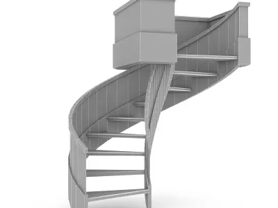 3D wooden stair Low-poly 3D model