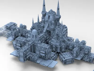 Ancient Mars Temple 3 versions 3D model