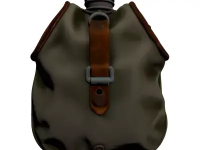 Military Canteen with Canvas Cover 3D model