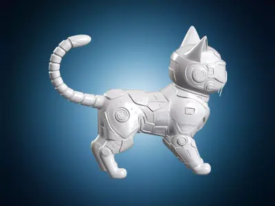 Cyberpunk Cat Figurine 3D print model