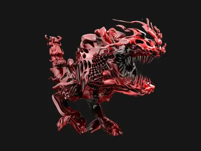 abstract robotic futuristic dinosaur 3D model