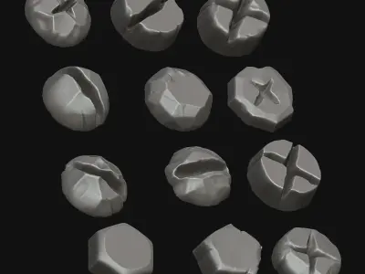 Stylised Bolts and Buttons IMM and VDM Brushes Zbrush 2021 3D model
