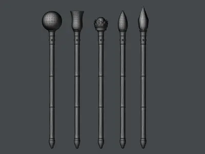 Elemental Scepter Pack Low-poly 3D model