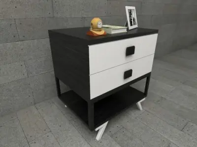nightstand bedside table with two drawers Free 3D model