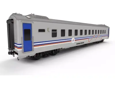 Carriage amtrak train car Low-poly 3D model