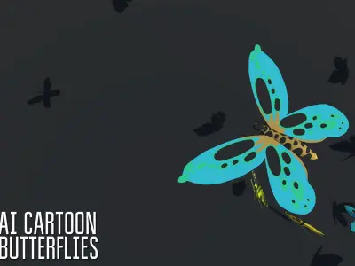 AI cartoon butterflies Unity Low-poly 3D model