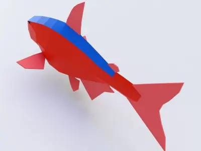 Neon tetra fish low poly 3d model  Low-poly 3D model