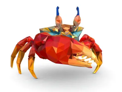 Red Sea Crab Lowpoly Art Style Low-poly 3D model