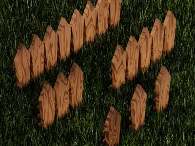 Fairy Tail Wooden Fence Free low-poly 3D model