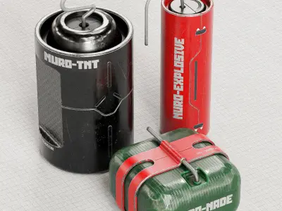 Sci-fi Bombs PBR Low-poly 3D model