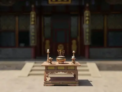 Japanese Temple Altar Low-poly 3D model