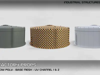 industrial structures Vol 01- 5 Factory Props (Low Poly - Base Mesh)
