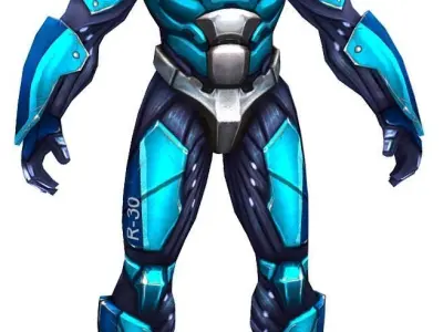 Low Poly Man Cyborg Trooper Soldier Low-poly 3D model