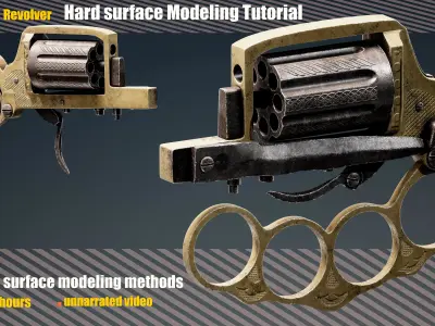 Apache Revolver  modeling Tutorial Low-poly 3D model