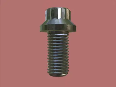 Steel Stained M8 12 Point Bolt 4K PBR 3D model