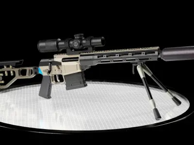 Fix by Q Sniper Rifle Low poly hyper realistic model Low-poly 3D model