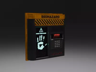 Biohazard Access Terminal Modular Sci-Fi Lab Panel Game Ready Free low-poly 3D model