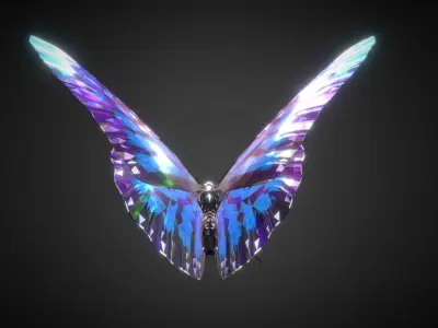 Batterfly Blue Low Polygon Art Insect Low-poly 3D model