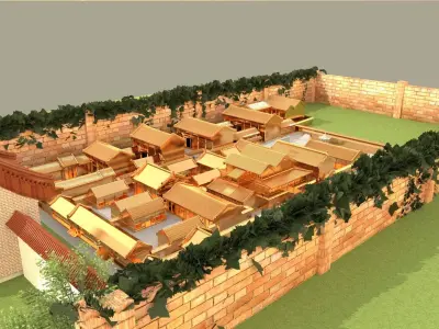 Chinese ancient courtyard house 3D model