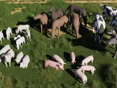 Farm Animals  Low-poly 3D model