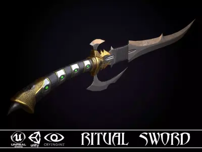 Ritual Sword - game ready model Low-poly 3D model