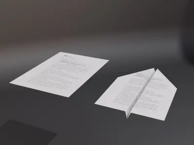 Paper airplane made with my exam Free 3D model