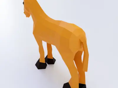 Horse 3d model orange polygonal Low-poly 3D model
