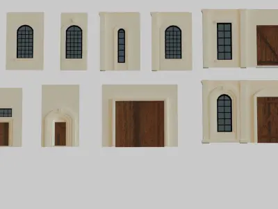 Architectural House Parts Kitbash Low-poly 3D model