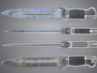 A rusty second War German Mauser K98 Bayonet Low-poly 3D model