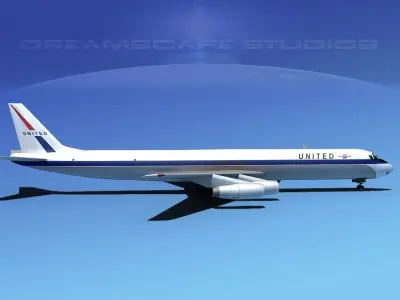 Douglas DC-8-63F United 3D model