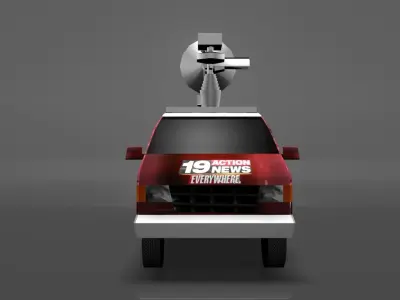 Broadcasting Van Low-poly 3D model