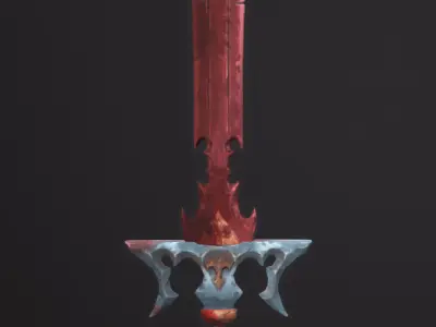 Bloody sword Hand painted Low-poly 3D model