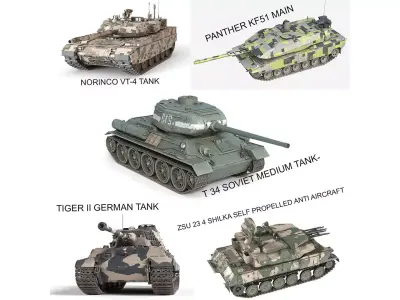 5 Military Vehicles Collection v16 Low-poly 3D model