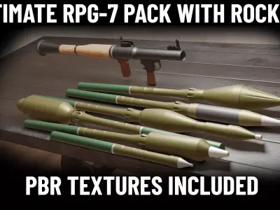 Ultimate RPG 7 Pack With Rockets Low-poly 3D model