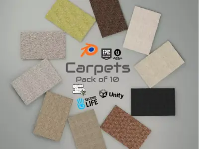 3D carpets Pack of 10 variants Free low-poly 3D model