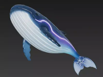 Cartoon Cyberpunk Whale 3D model