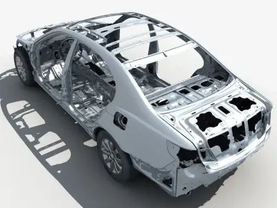Car Frame with Chassis Engine 01 3D model