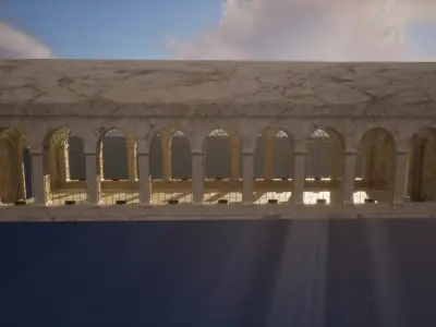 Marble corridor Low-poly 3D model