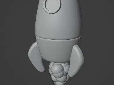 Low Poly 3D Cartoon Rocket Game ready model spaceship 3D model